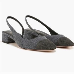 NWT/NIB Cecile Veronica Beard Black Denim Slingback Heels Size 8